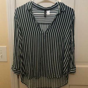 Green striped blouse